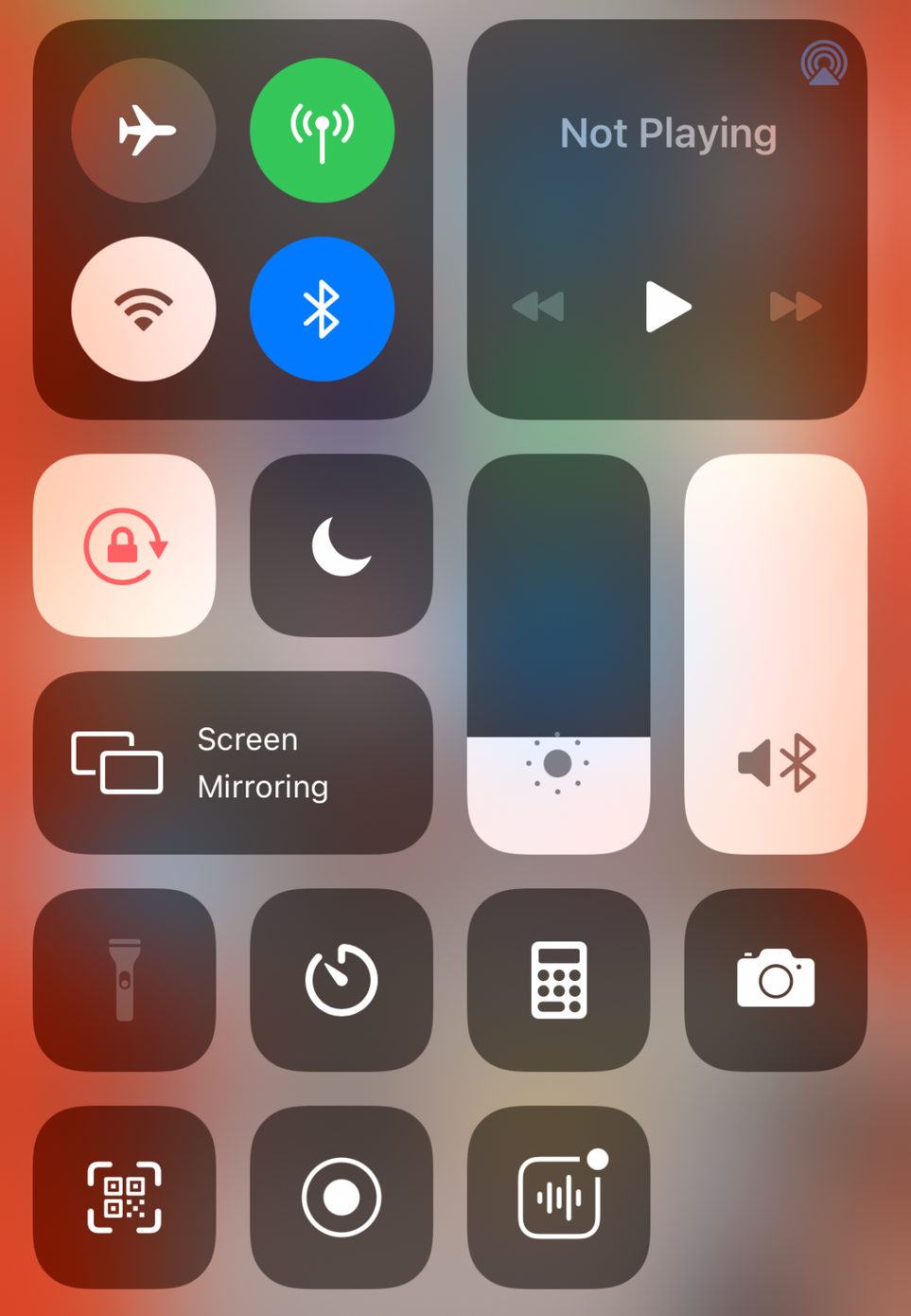 Control Centre Screenshot - iOS