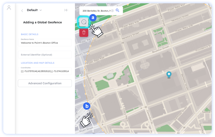 draw a gps geofence using the circle tool