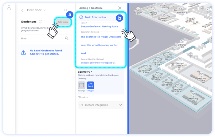 Edit Beacon Geofence metadata on Pointr Cloud Dashboard