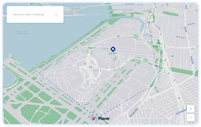 Web map widget showing newly created site