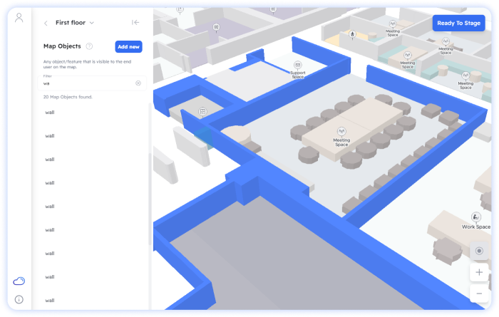 Highlight obstacles on Pointr Cloud Dashboard