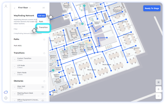 Add trainsition on Pointr Cloud Dashboard