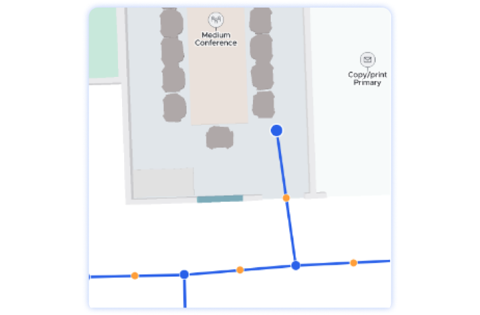 extending paths in larger room to ensure it align with the 10 meters rule