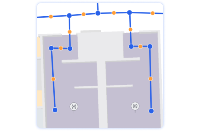 extending paths into rooms with complicated layout