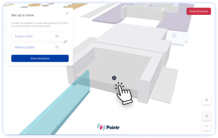 A Map Object related to transition on Pointr Cloud Dashboard