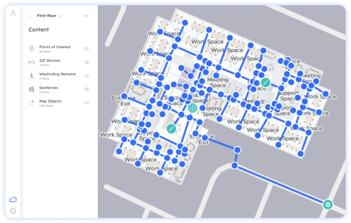 How Paths look like on Pointr Cloud Dashboard