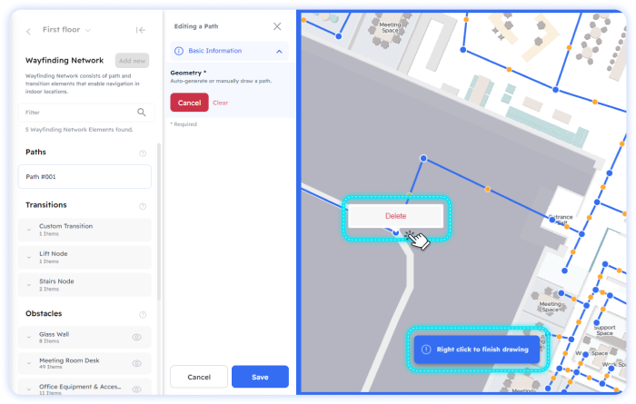 Remove path on Pointr Cloud Dashboard