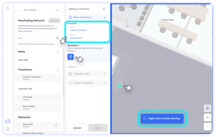 Add transition on Pointr Cloud Dashboard